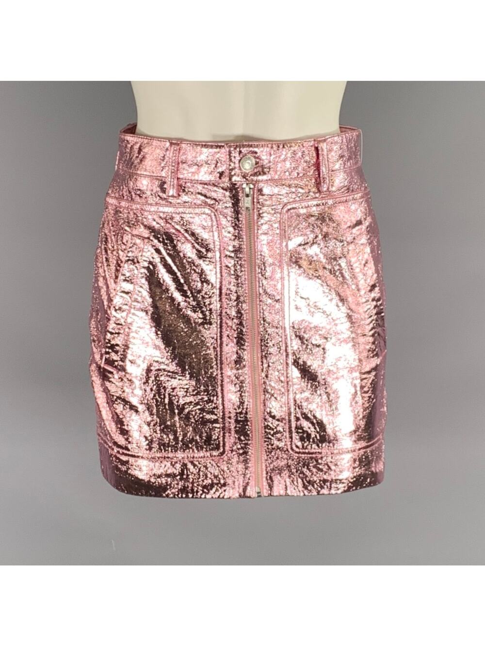 ZADIG & VOLTAIRE Size XS Pink Leather Metallic Mini Skirt